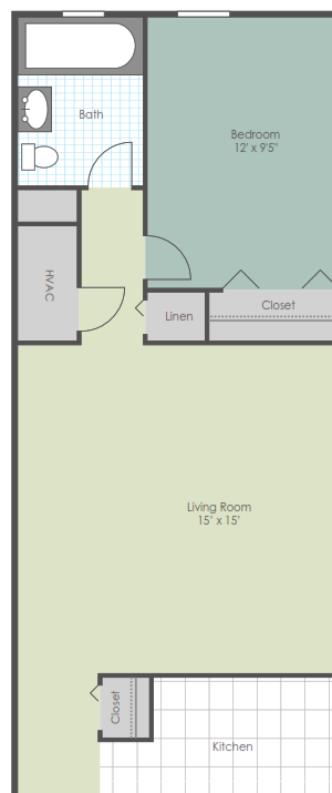 One bedroom floorplan layout
